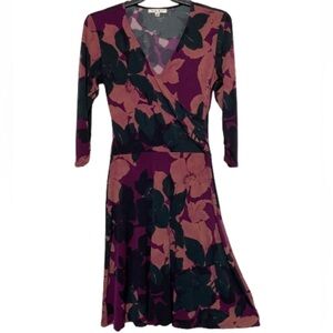 CAbi Purple and Black Long Sleeve Dress